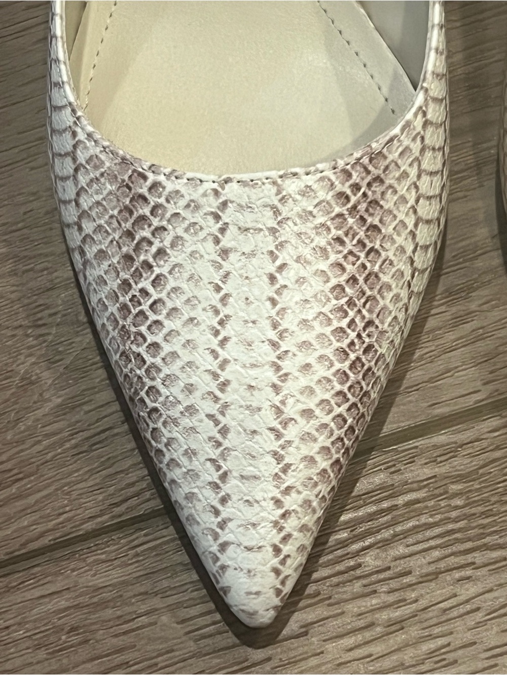 Franco Sarto Kate White Snake-Embossed Slingback Heels Size 7 - Picture 5 of 13